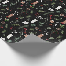 Moderna Feliz Navidad Negro Berry Botánico