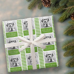 Papel De Regalo Moderna foto de Green Merry Christmas One<br><div class="desc">Añade una imagen y el nombre de tu familia a este saludo tradicional de los Navidades rojos.</div>