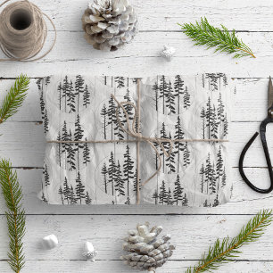 Papel De Regalo Moderna granja de pinos rústicos