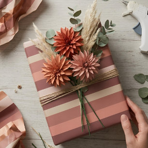 Papel De Regalo Moderna Linear Rosa Antiguo y Cobre