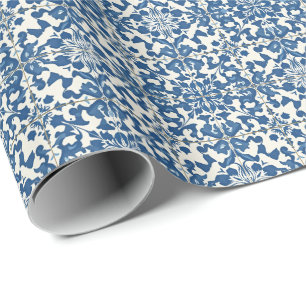 Papel De Regalo Moderna Marina de Azulejos portuguesa y Blanco