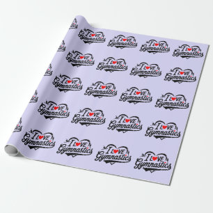 Papel De Regalo Moderna moda Me encanta la gimnasia púrpura