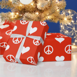 Papel De Regalo Moderna Paz y Símbolos de Amor Minimalista Festivi
