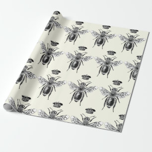 Papel De Regalo Moderna reina de cosecha de abeja marfil blanco