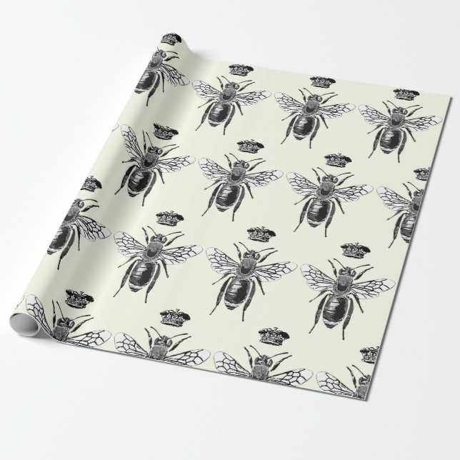 Papel De Regalo Moderna reina de cosecha de abeja marfil blanco (Desenrollado)