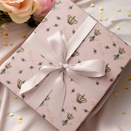 Papel De Regalo Moderna Rubor Rosa Queen Bee Gold Crown