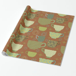 Papel De Regalo Moderna Teacup Brown Terracotta de Mediados del Si