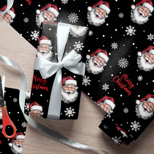 Papel De Regalo Moderna Y Atractiva Santa Feliz Navidad Y Nieve (Subido por el creador)