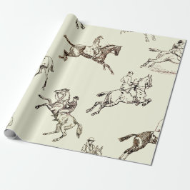 Papel De Regalo Moderna Y Elegante Hípica Beige