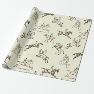 Papel De Regalo Moderna Y Elegante Hípica Beige
