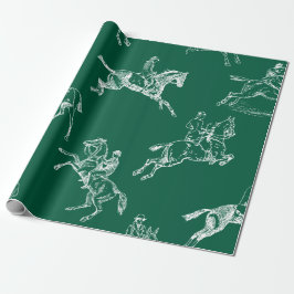Papel De Regalo Moderna y elegante tela de caballo blanco verde