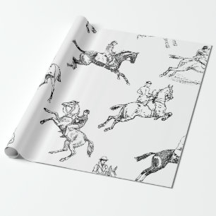 Papel De Regalo Moderna y elegante tela de equitación blanca y neg