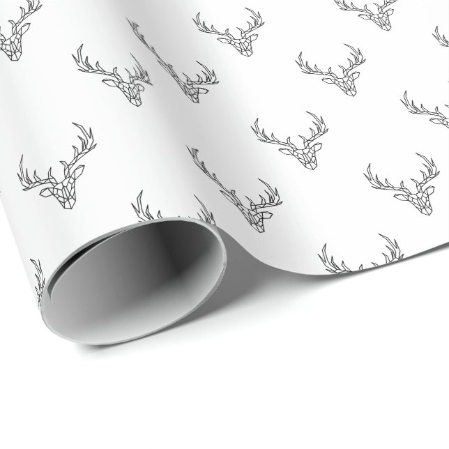 Papel De Regalo Modernas Astas de Reno Rústicas Navidades Fiestas  (Esquina del rollo)