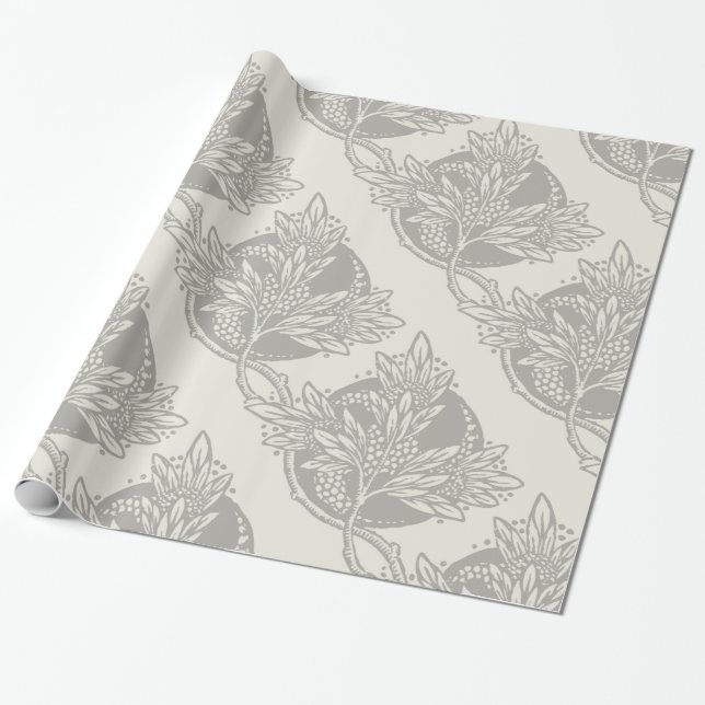 Papel De Regalo Modernidad Art Nouveau Sobriedad floral (Desenrollado)