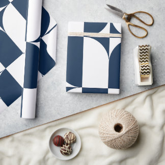 Papel De Regalo Modernidad azul y blanco de mediados de siglo