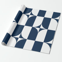 Papel De Regalo Modernidad azul y blanco de mediados de siglo