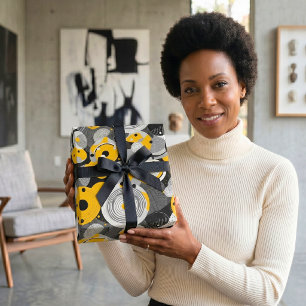 Papel De Regalo Moderno Abstracto de Mitad de Siglo Círculo Africa