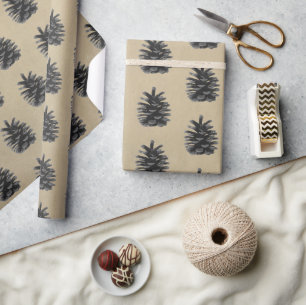 Papel De Regalo Moderno, árbol Fir, negro en piedra