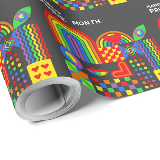 Papel De Regalo Moderno Arcoíris Abstracto Geométrico del Mes del