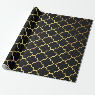 Papel De Regalo Moderno Art Deco Golden Black Geometric Vip