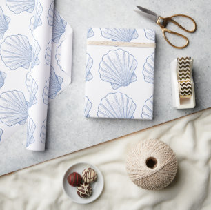 Papel De Regalo Moderno Bajo El Mar Te Esperamos Pronto Azul Baby 