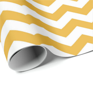 Papel De Regalo Moderno, brillante, amarillo soleado, chevron blan