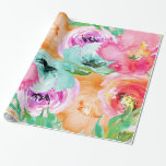 Papel De Regalo Moderno Chic Floral Acuarela Colorido<br><div class="desc">Papel de regalo Chic Floral Acuarela Colorido Brillante Moderno</div>