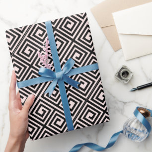 Papel De Regalo Moderno Chic Patrón Continuo de Llave Griega Negro