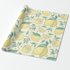 Papel De Regalo Moderno cítricos limón amarillo veraniego personal