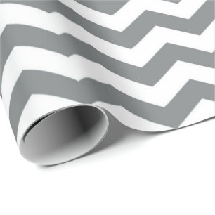 Papel De Regalo Moderno, clásico, elegante chevron blanco gris