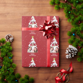 Papel De Regalo Moderno Collage de fotos de árbol navideño merry r