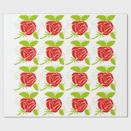 Papel de regalo moderno con patrón de rosa roja y