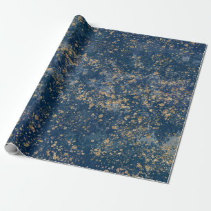 Papel de regalo moderno con salpicaduras azules y 