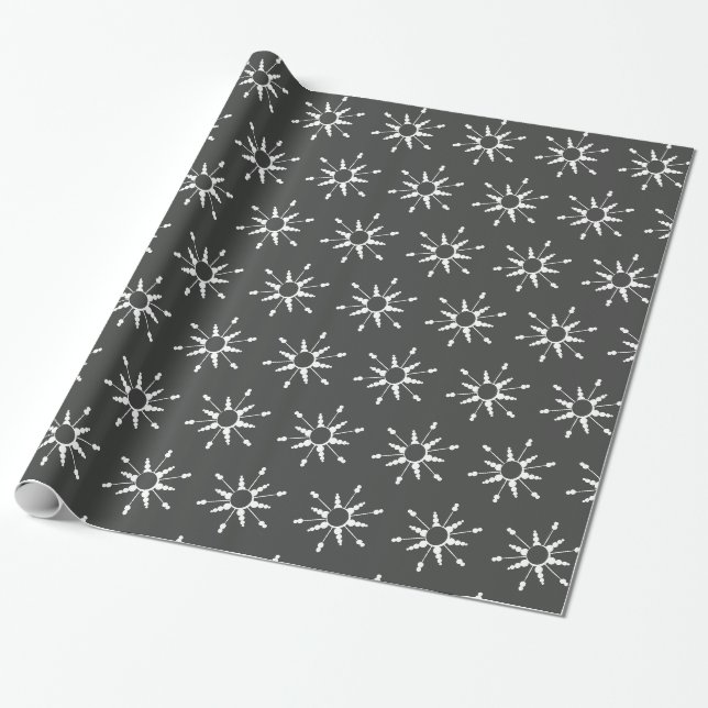 Papel de Regalo Moderno Copos de Nieve de Navidad (Desenrollado)