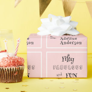Papel De Regalo Moderno Cumpleaños de 50 y Fabuoso Rosa