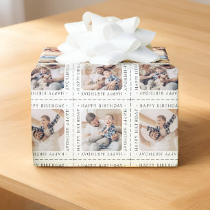Papel De Regalo Moderno Cumpleaños Feliz Familia Foto Simple