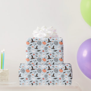 Papel De Regalo Moderno Cute Spooky Halloween Blue Boy Cumpleaños