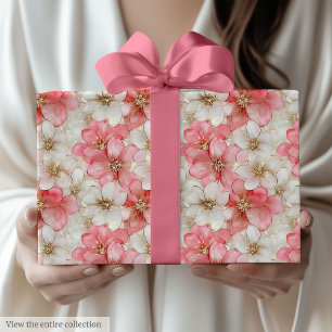 Papel de regalo moderno de cumpleaños rosa polvori