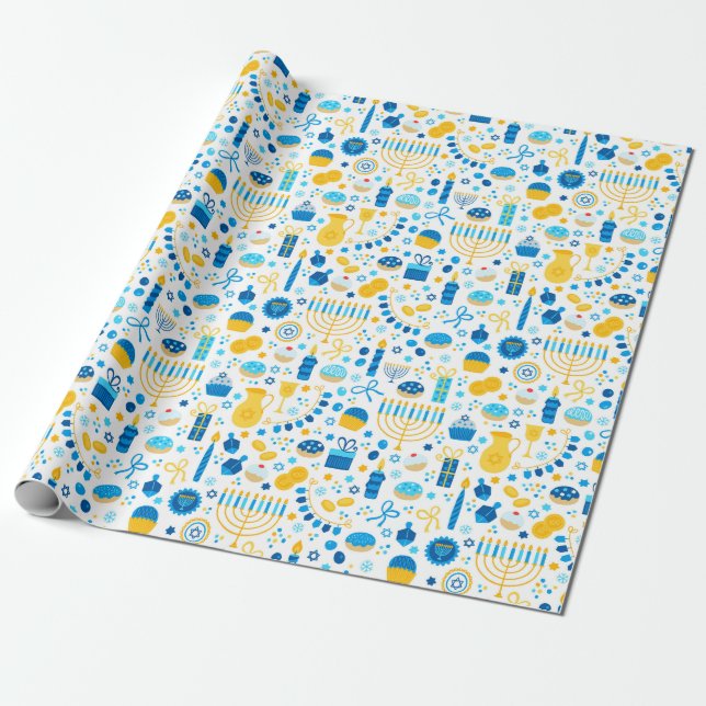 Papel de Regalo Moderno de Janucá (Desenrollado)