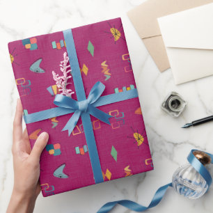 Papel De Regalo Moderno de mediados de siglo Texturizado Rosa Oscu