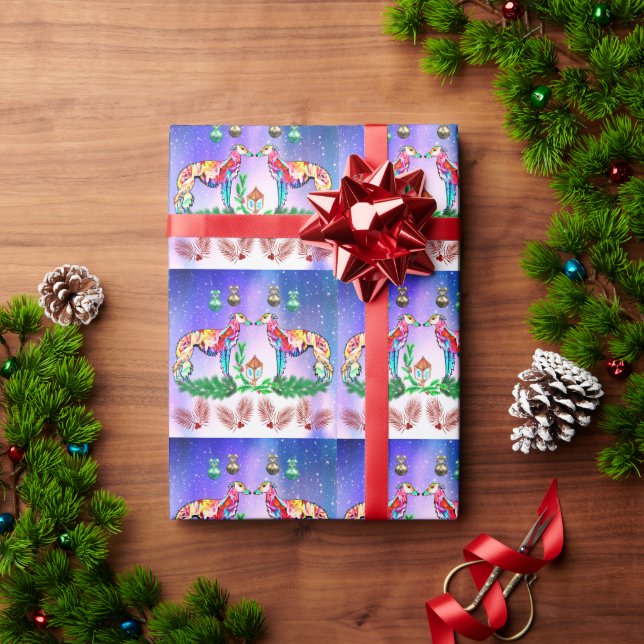 Papel de regalo moderno de Windhound sedoso (Regalo de vacaciones)