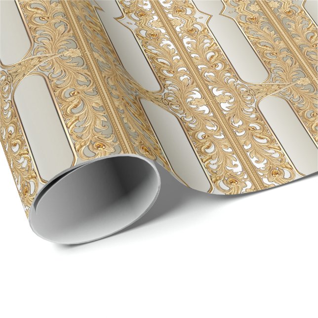 Papel de regalo moderno dorado ornamentado (Esquina del rollo)