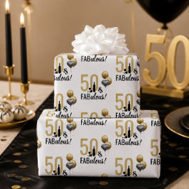 Papel de regalo moderno dorado y negro 50 & Fabulo