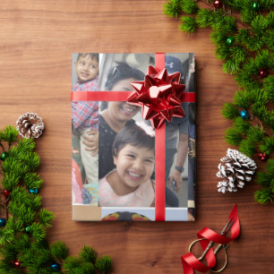 Papel De Regalo Moderno elegante multifoto familiar con estilo