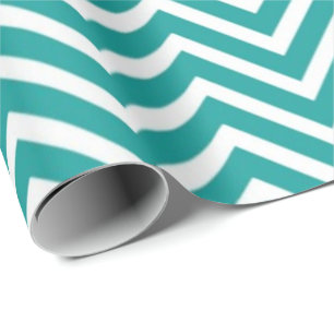 Papel De Regalo Moderno, elegante, tendencia Chevron blanco teal