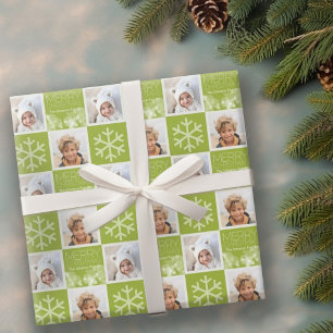 Papel De Regalo Moderno Feliz Navidad Green Bokeh Personalizado