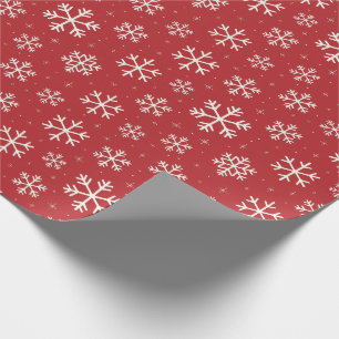 Papel De Regalo Moderno Feliz Navidad Snowflakes Pattern Red