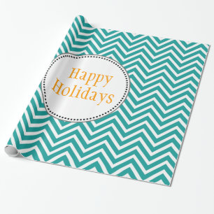 Papel De Regalo Moderno, genial, moderno azul verde Chevron Navida