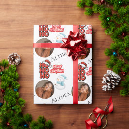 Papel De Regalo Moderno Ho Ho Ho Ho con un solo nombre de foto Fel