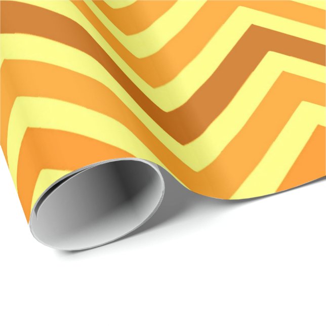 Papel De Regalo Moderno, luminoso, moderno chevron amarillo dorado (Esquina del rollo)